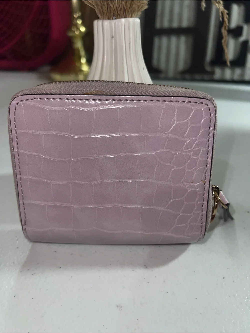 Nine West Lilac Croc-Embossed Compact Wallet -